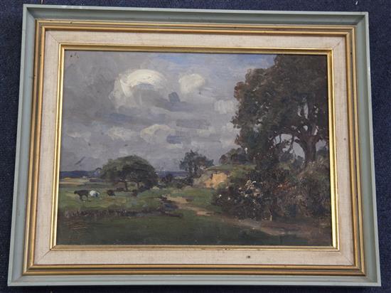 § Campbell Archibald Mellon (1878-1955) Sandford, Gainsborough Lane, Somerleyton, sketch June 1928 8.5 x 11.5in.